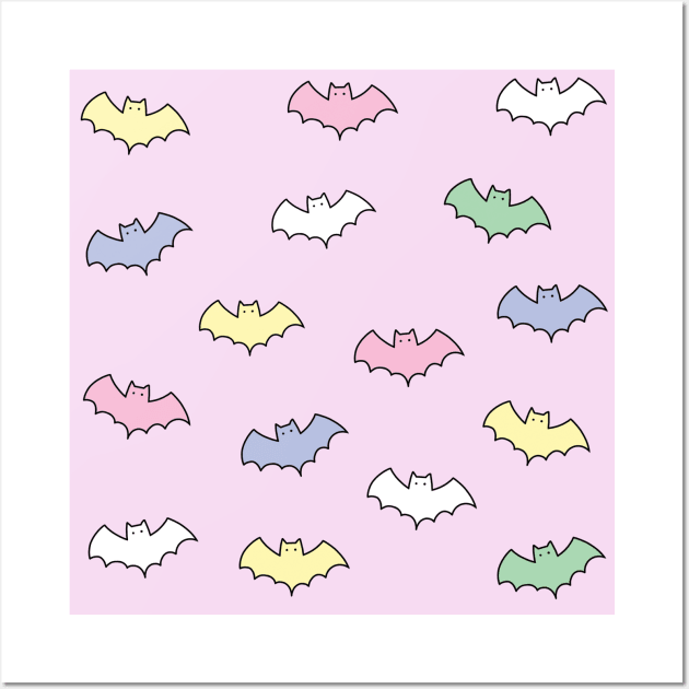 Colorful Bat pattern Wall Art by SuperrSunday